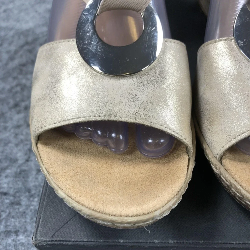 Rieker Wedge Sandals Womens 8 Beige Stretch Espadrille Medallion Comfort